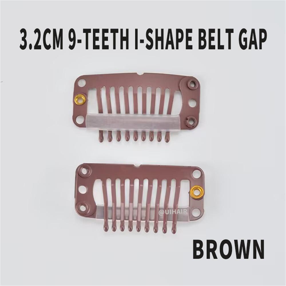 9-Teeth 6 Holes Metailic Snap Clips With Rubber for Hair Extensions