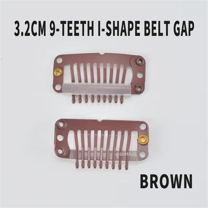 9-Teeth 6 Holes Metailic Snap Clips With Rubber for Hair Extensions