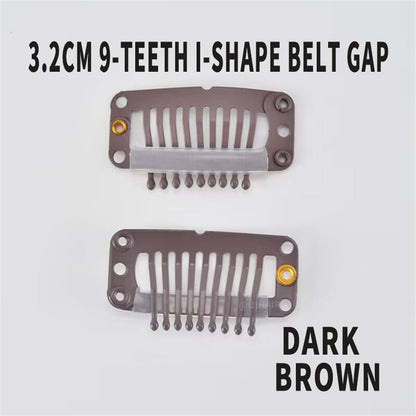 9-Teeth 6 Holes Metailic Snap Clips With Rubber for Hair Extensions