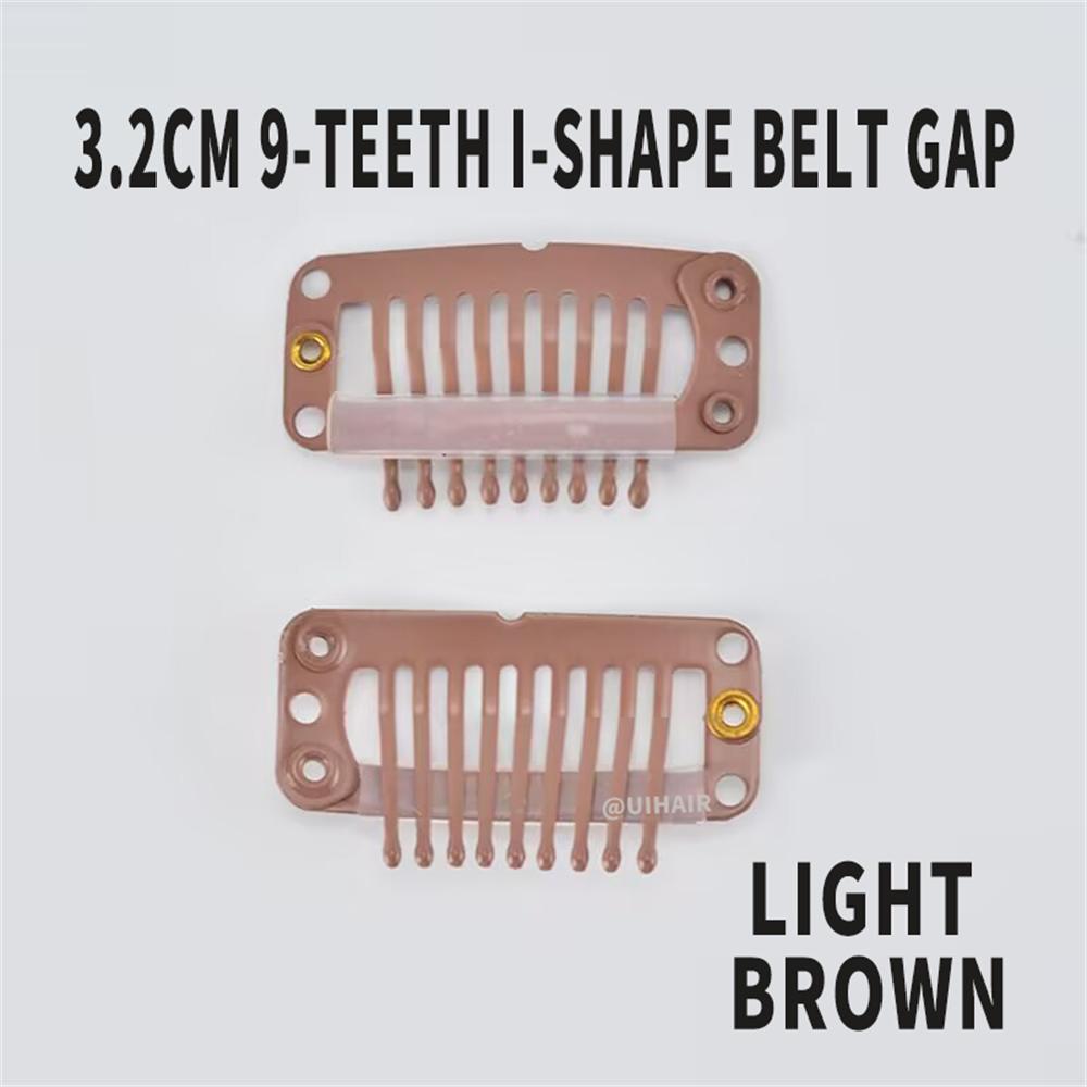 9-Teeth 6 Holes Metailic Snap Clips With Rubber for Hair Extensions
