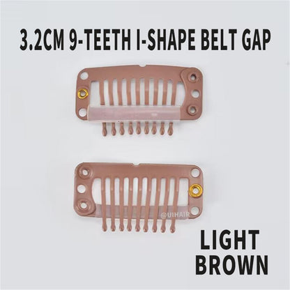9-Teeth 6 Holes Metailic Snap Clips With Rubber for Hair Extensions