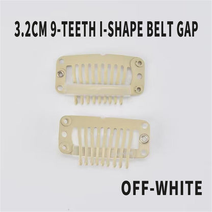 9-Teeth 6 Holes Metailic Snap Clips With Rubber for Hair Extensions