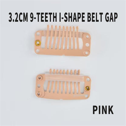 9-Teeth 6 Holes Metailic Snap Clips With Rubber for Hair Extensions