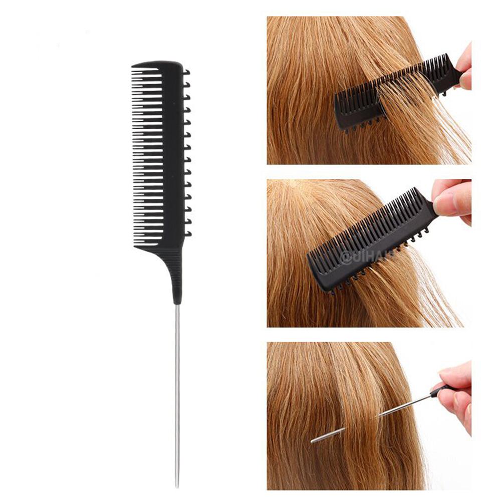 Double-Sided Hair Highlight Comb With Hook And Pointed Tail