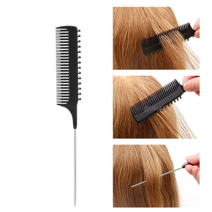 Double-Sided Hair Highlight Comb With Hook And Pointed Tail