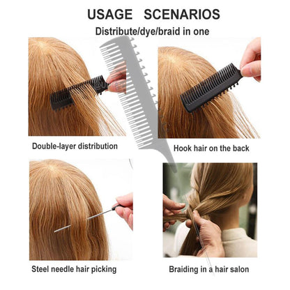 Double-Sided Hair Highlight Comb With Hook And Pointed Tail