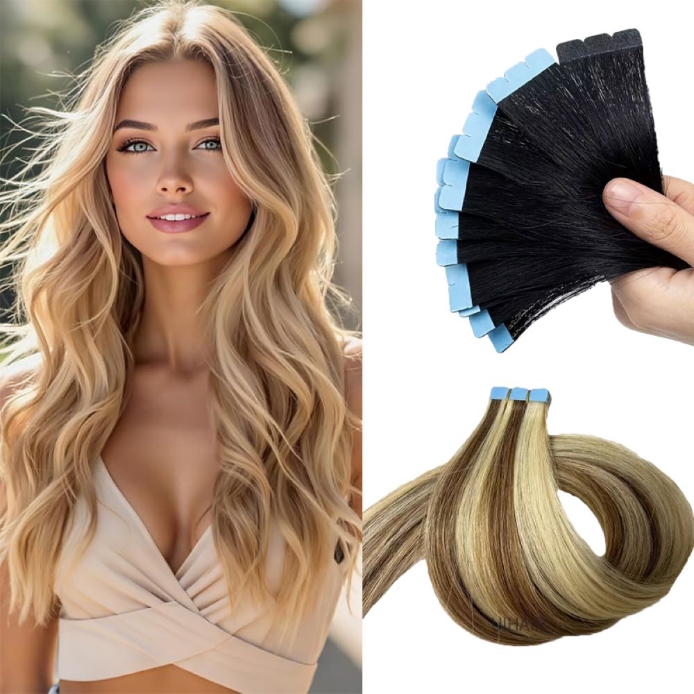 UIHAIR-Foldable-Tape-In-Hair-Extensions-Mixed-Blonde-Highlight