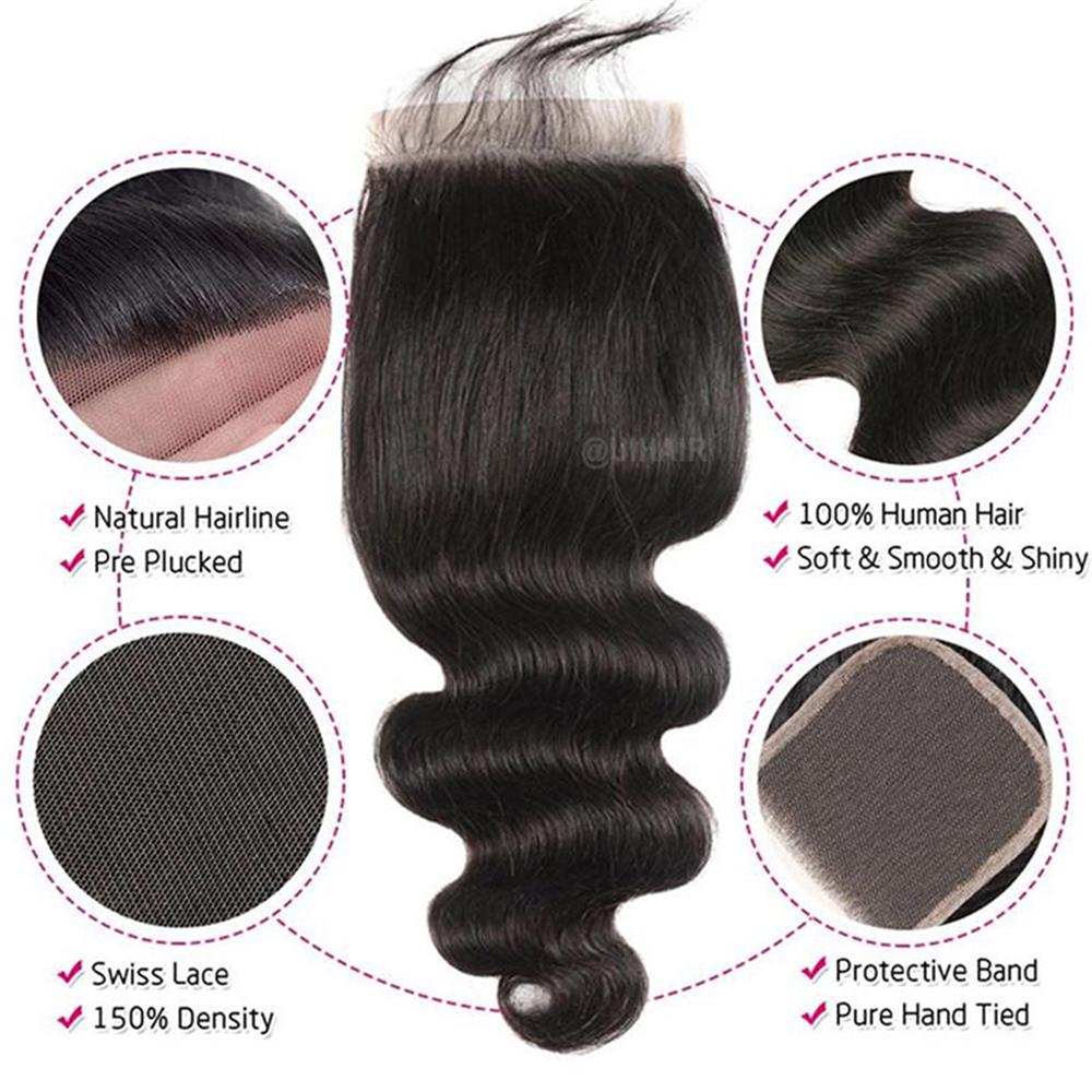 HD Swiss Lace Closure Human Hair Body Wave