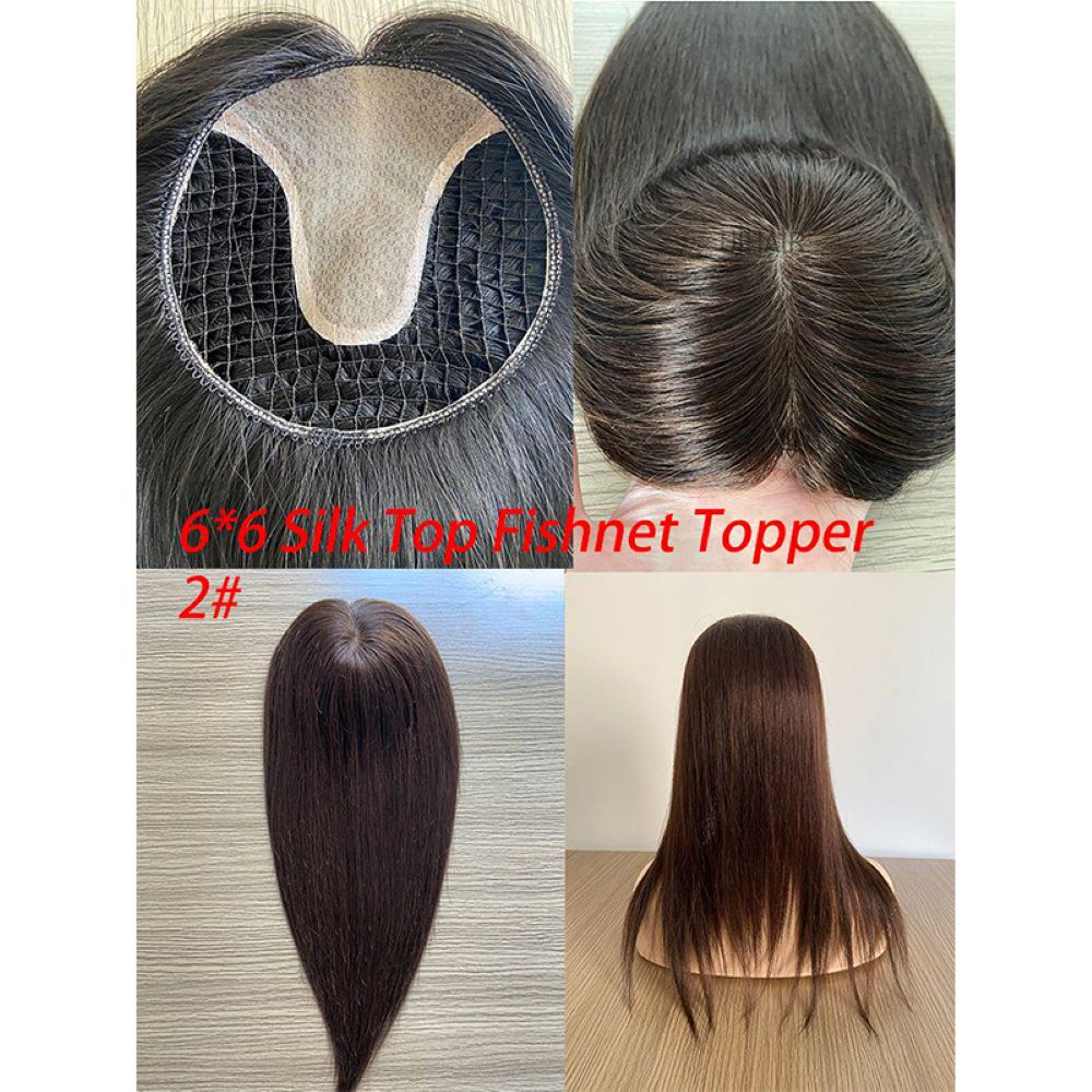 Invisible parting 6x6 silk base topper for thinning crown
