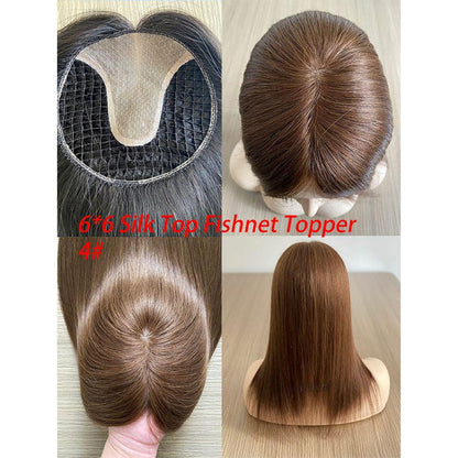 Breathable fishnet base human hairpiece for women