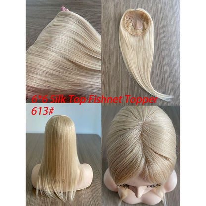 Side view of silk base topper blending with natural bio-hair