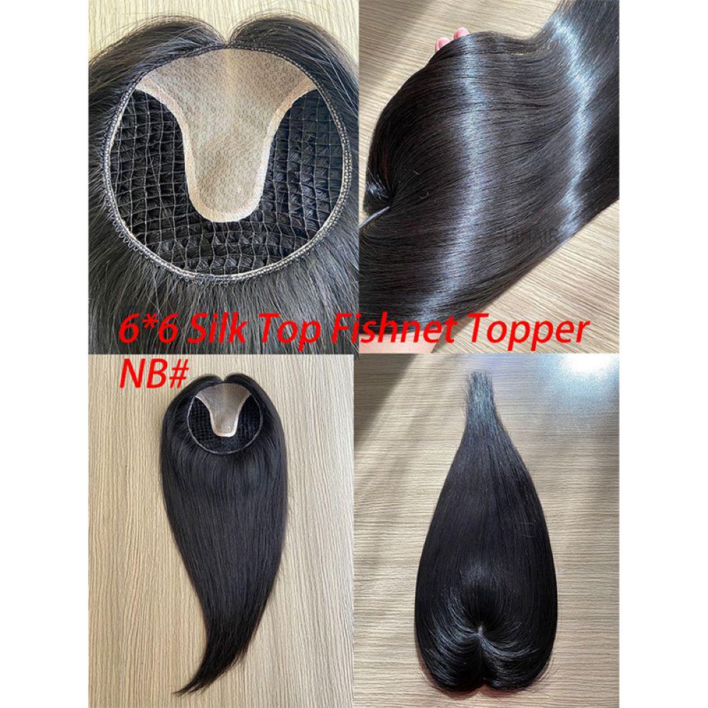 Lightweight fishnet mesh construction for hair topper ventilation