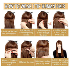 Virgin Human Hair Keratin Stick I Tip Hair Extensions Dark Color