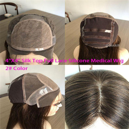 Medical Silicone Full Lace Virgin Human Hair Wig