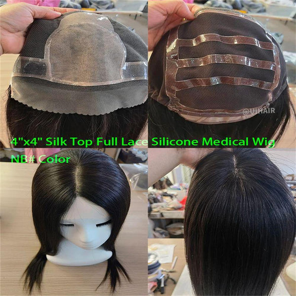 Medical Silicone Full Lace Virgin Human Hair Wig