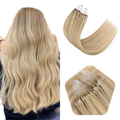 Virgin Human Hair Micro Loop Ring Link Hair Extension Highlight Color