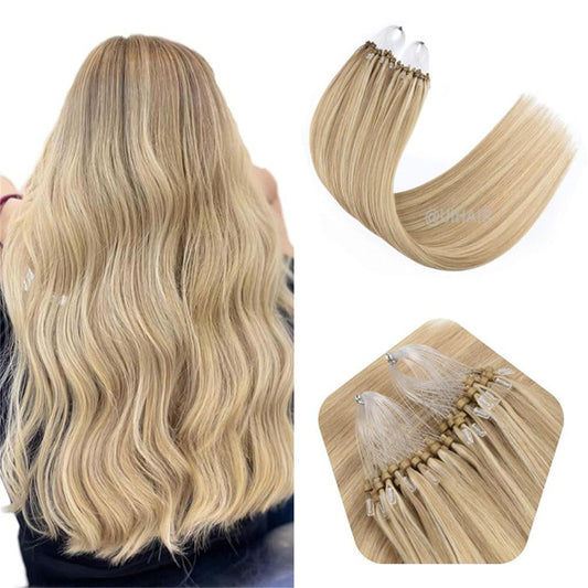 Virgin Human Hair Micro Loop Ring Link Hair Extension Highlight Color