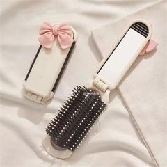 Mini Folding Massage Comb with Mirror