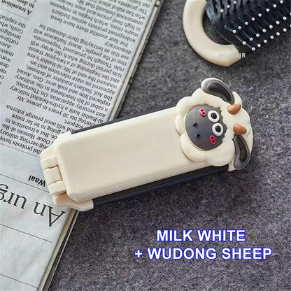 Mini Folding Massage Comb with Mirror