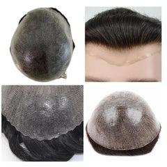 8x10 Inch 0.06mm Thin PU Skin Mens Toupee Human Hair