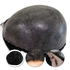 8x10 Inch 0.06mm Thin PU Skin Mens Toupee Human Hair