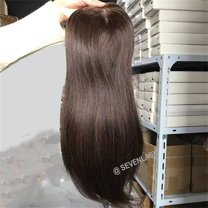 16" Real Virgin Human Hair Lady Jewish Topper 6x7"
