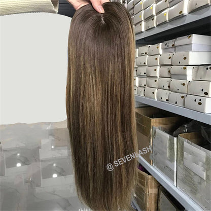 16" Real Virgin Human Hair Lady Jewish Topper 6x7"