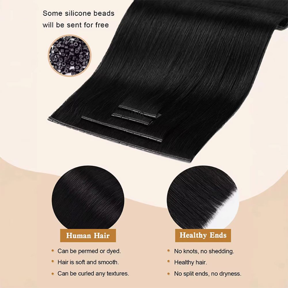 Demonstration of cutting the custom butterfly weft hair track with scissors showing zero shedding sealed edge
