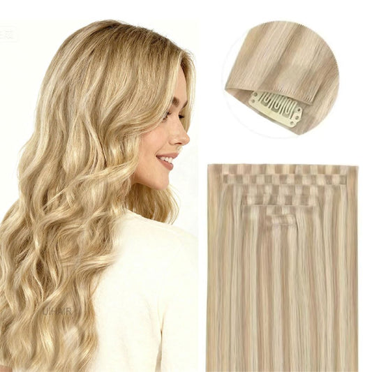 Seamless-PU-clip-in-human-hair-extensions-invisible-base-close-up