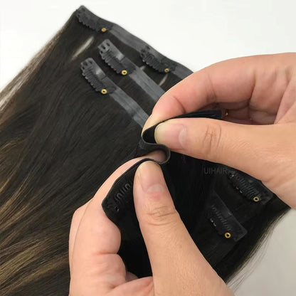 High ponytail hairstyle using invisible seamless clip-in extensions
