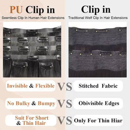 Comparison between traditional lace weft and thin PU weft extensions