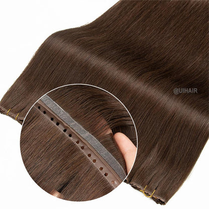 Virgin Human Hair Twin Tabs Butterfly Invisible Weft Extensions – Brown Luxe Collection Seamless