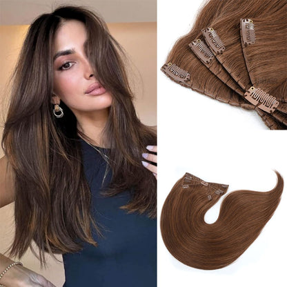Seamless-Octopus-Clip-in-Hair-Extensions-Brown-Series-Flat-Lay