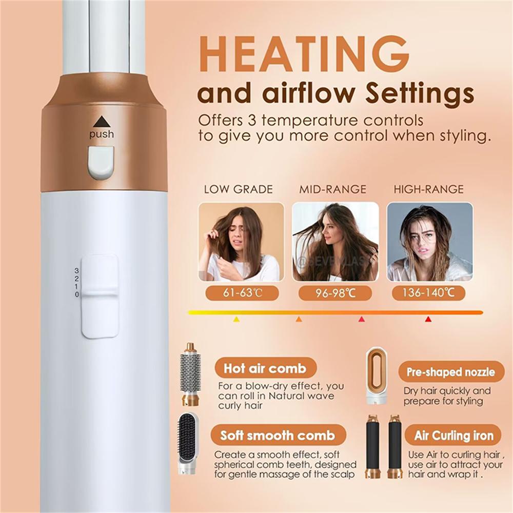 Hot air comb curling barrel attachment creating loose waves