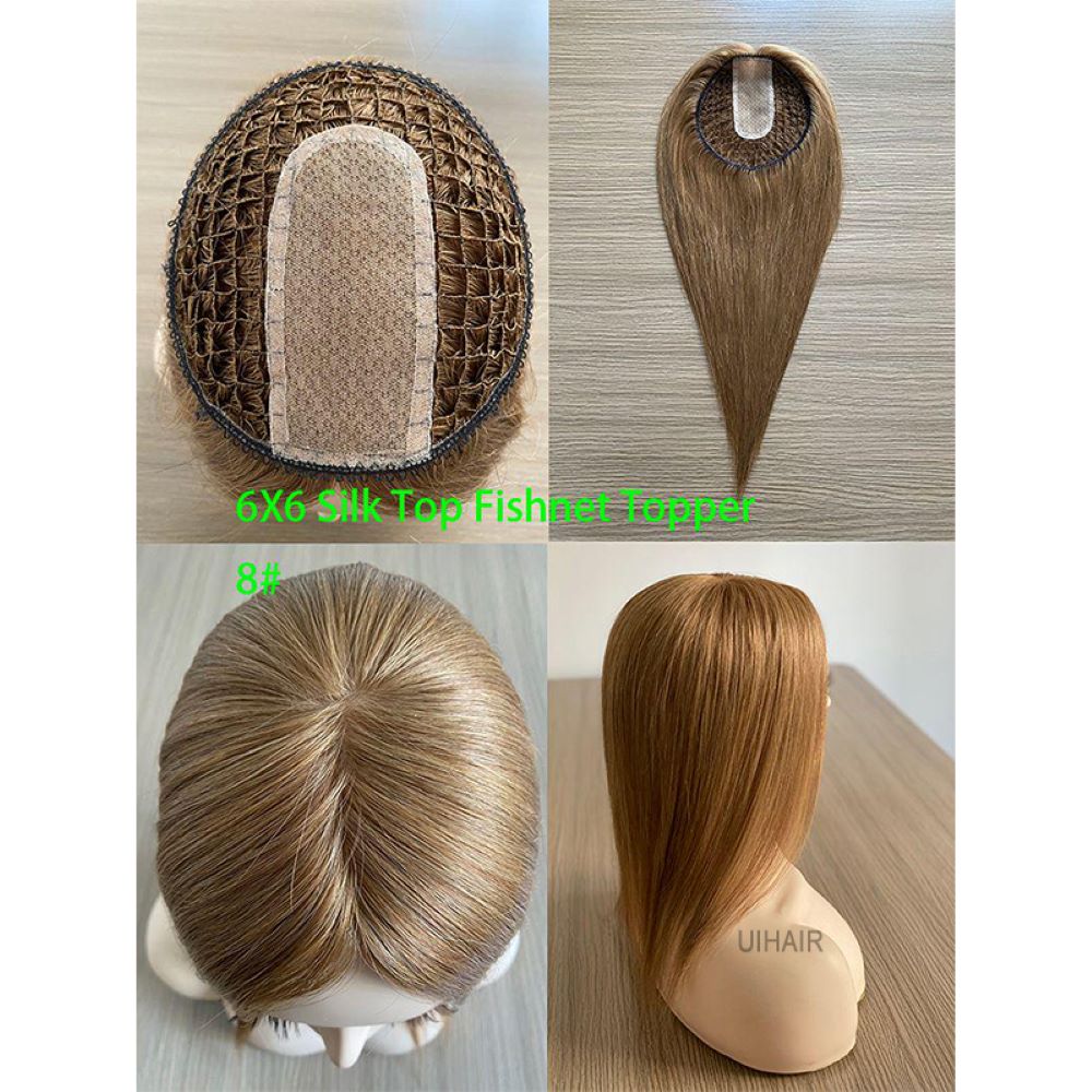 6x6 Silk Top Human Hair Topper – Ultra-Breathable Fishnet Base Hairpiece