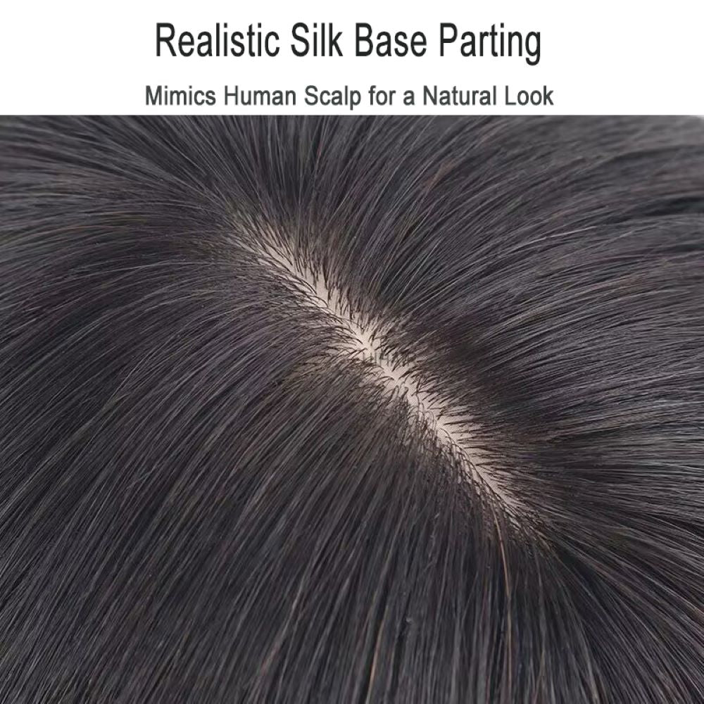 6x6 Silk Top Human Hair Topper – Ultra-Breathable Fishnet Base Hairpiece