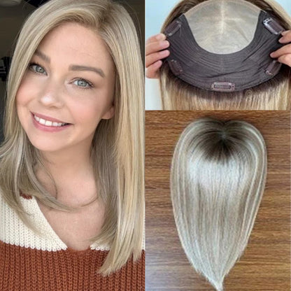 8×8 Silk Top Clip-In Full Coverage - Mixed Colors Virgin Human Hair Topper for Women