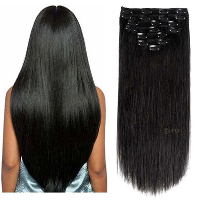 Virgin Human Hair Clip-in Hair Extensions – Black Luxe Collection 120g Set
