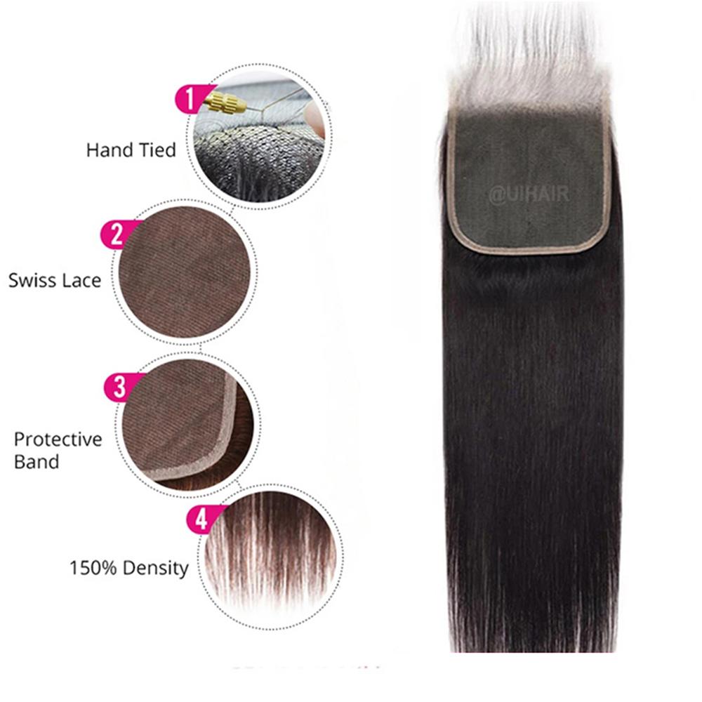 HD Swiss Lace Closure Human Hair Straight