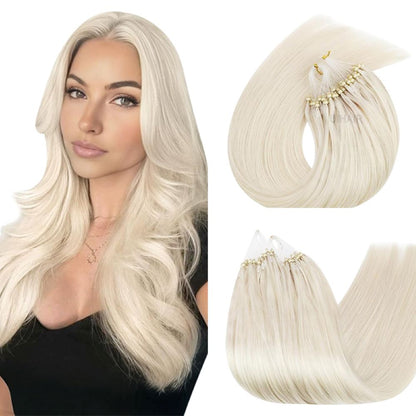 UIHAIR Icy Blonde Micro Ring Extensions premium platinum human hair