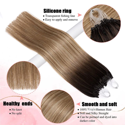 Seamless ombre hair transition from dark roots to blonde ends