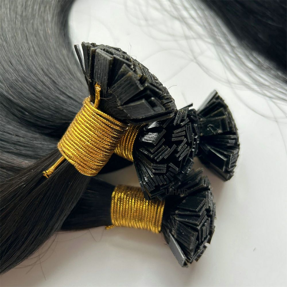 Seamless Italian Keratin Bonded Extensions in Jet Black Tone