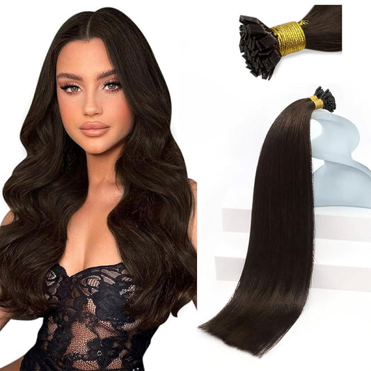 Chocolate Brown Flat Tip Hair Extensions for Dimensional Volume