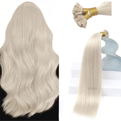 Platinum Ash Blonde Flat Tip Hair Extensions for Icy Blonde Volume