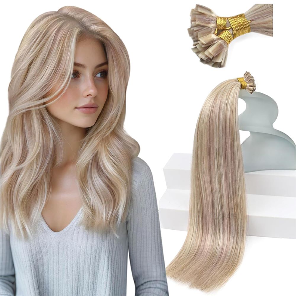 Piano Highlights Flat Tip Hair Extensions for Sun-Kissed Balayage Look