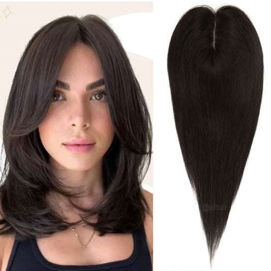 Silk Top Clip-In Hair Topper 6×6.5" – Virgin Human Hair for Thinning Hair