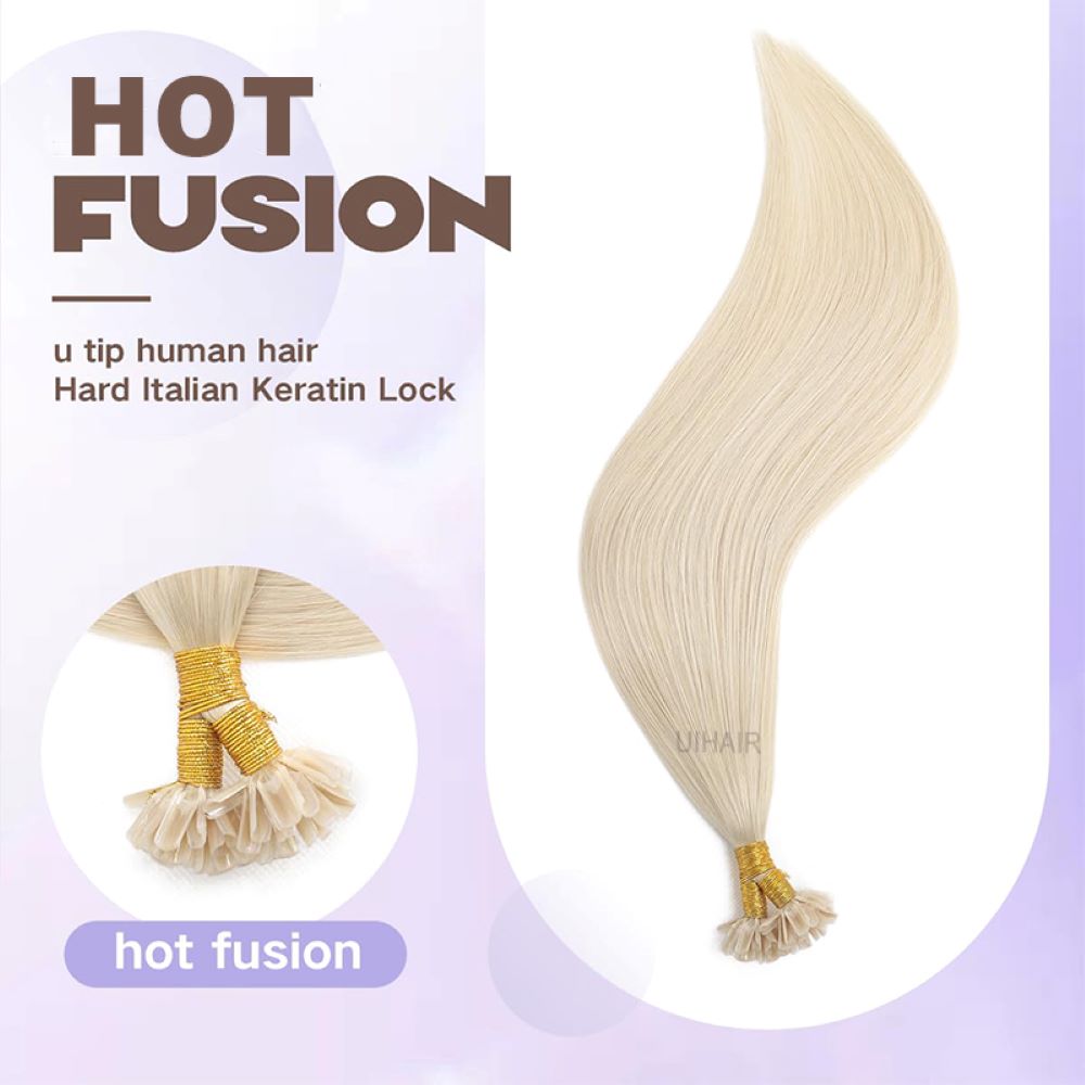 Healthy blonde hair ends with zero split ends U-Tip