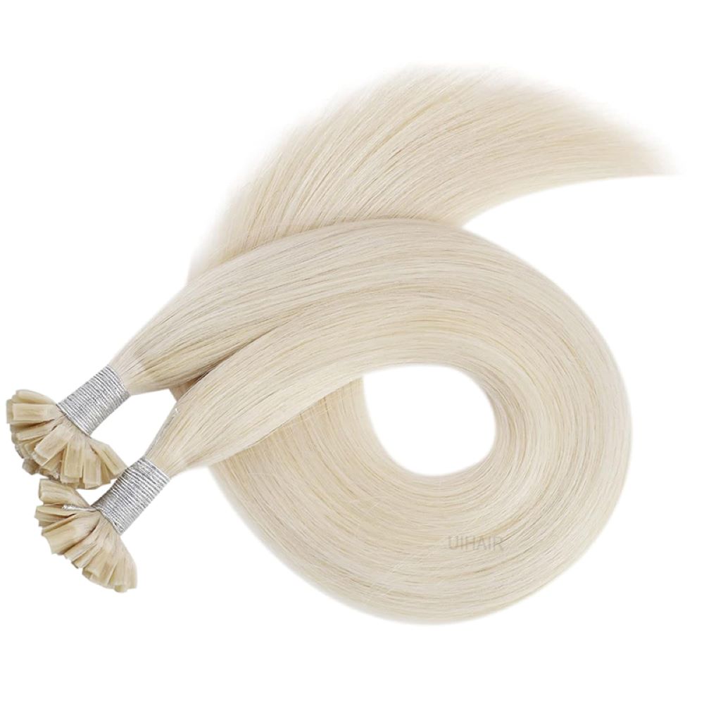 Professional fusion tool applying Italian Keratin blonde extensions