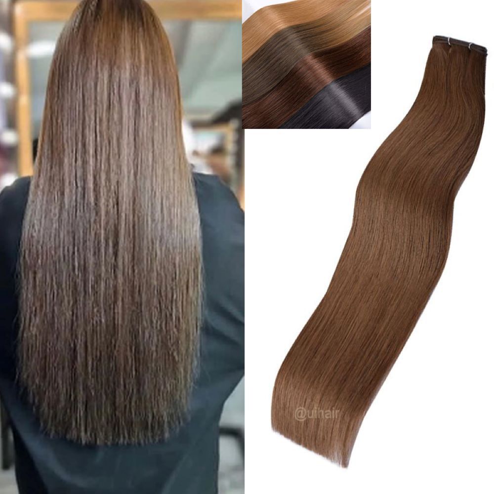Virgin Human Hair Hand-Tied Invisible Genius Weft Extensions – Brown Luxe Collection Seamless