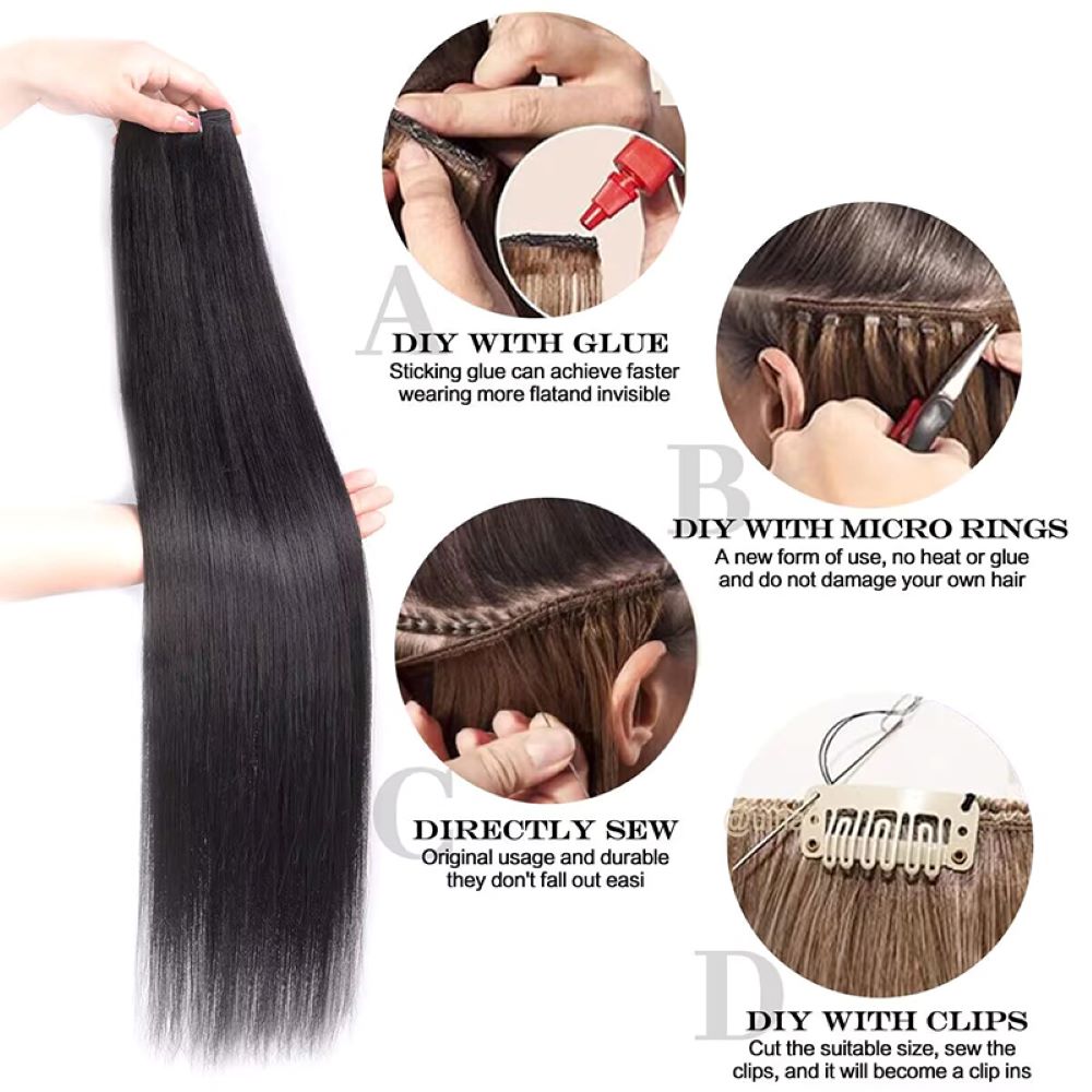 Virgin Human Hair Hand-Tied Invisible Genius Weft Extensions – Brown Luxe Collection Seamless